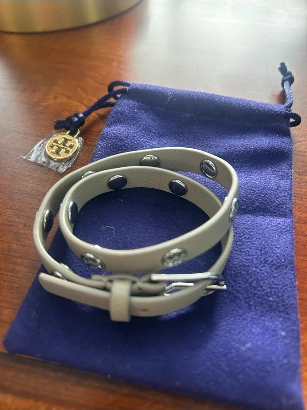 Tory Burch Leather Wrap Bracelet with Decorative Studs